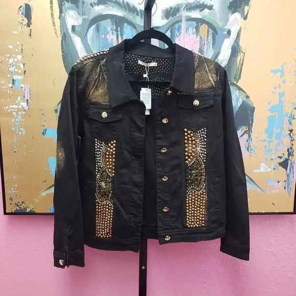 Luxe Moda Women's Studded Denim Jacket New w/Tag - Picture 1 of 9